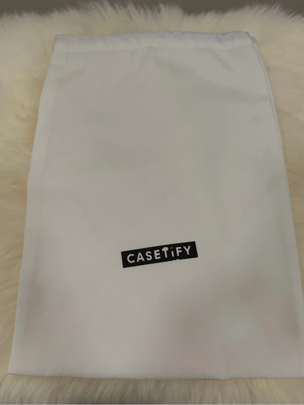 Authentic Casetify White Drawstring Logo Pouch / Dust Bag